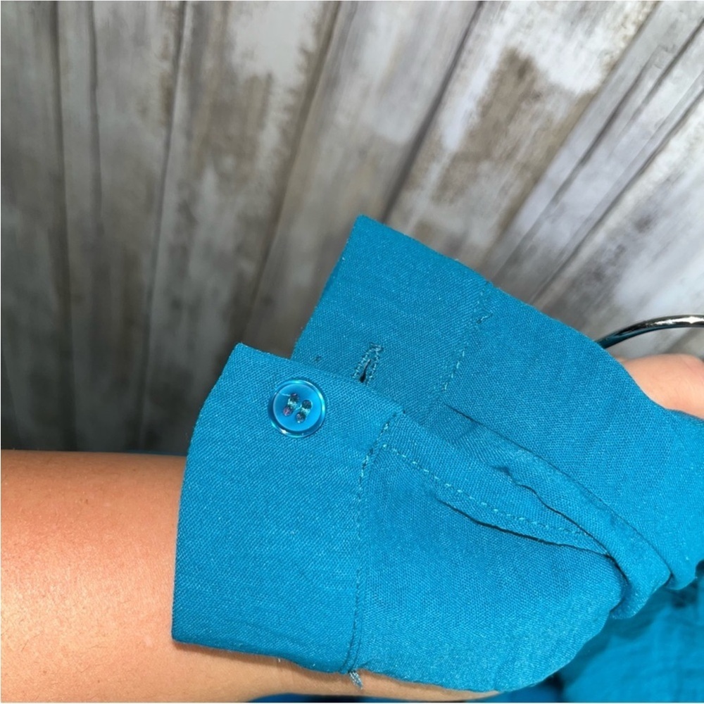 Jodifl Oversized Teal Blue Button Down - Picture 3 of 4